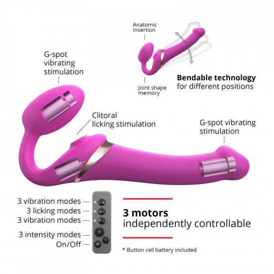Vibrační připínací penis Multi Orgasm Bendable S s dálkovým ovládáním