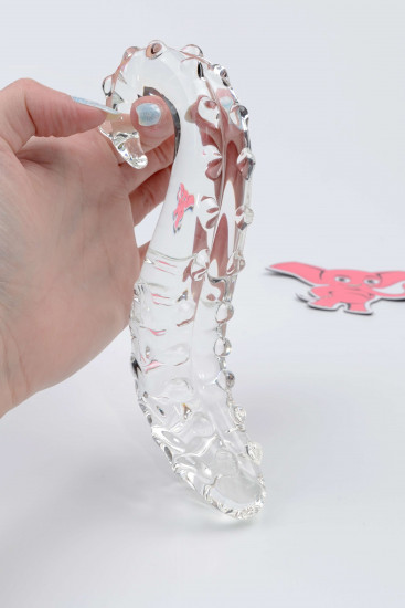 Skleněné dildo Tantric Touch (20 cm) + dárek Toybag