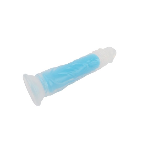 Svítící dildo s přísavkou Blue Radiance (20 cm)