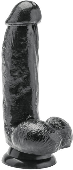Dildo s přísavkou a varlaty Obsidian (15 cm)