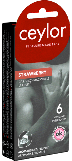 Ceylor Single: Strawberry, fruity condoms 6 pcs