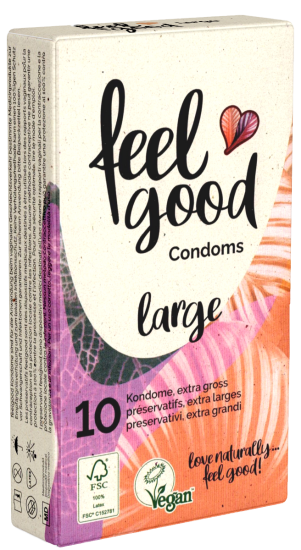 feelgood «large» extra large condoms, vegan, natural rubber latex 10 pcs
