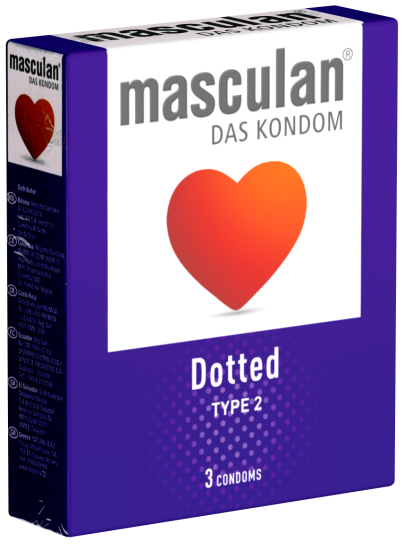 Masculan Single: Typ 2 dotted condoms, 3 pcs