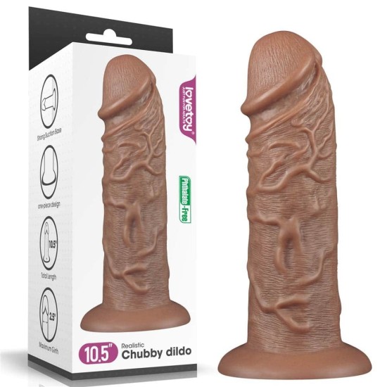 10,5'' Realistický chubby dildo hnědý