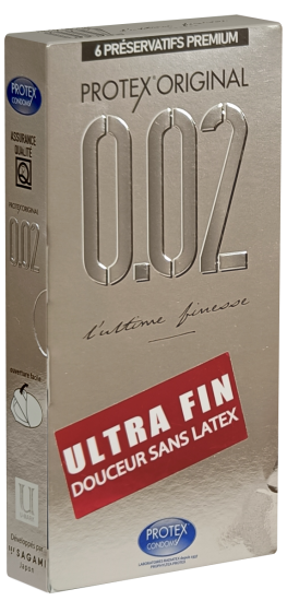 Protex Single: Original 0.02 Ultime Finesse, 6 latex free condoms