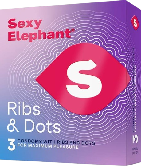 Sexy Elephant – vroubkované kondomy Ribs & Dots (3 ks)