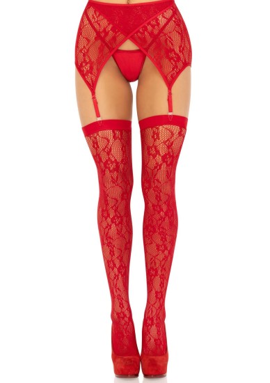 Krajkové podvazkové punčochy s páskem z kolekce Lingerie