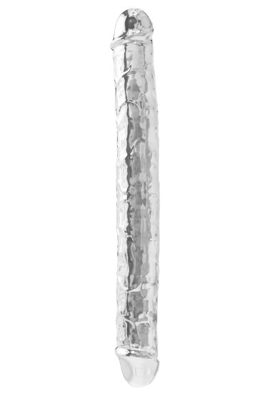 Dvojitý průhledný penis TPE 34,5 cm