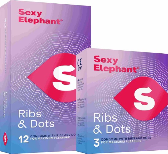 Sexy Elephant – vroubkované kondomy Ribs & Dots (12 ks)