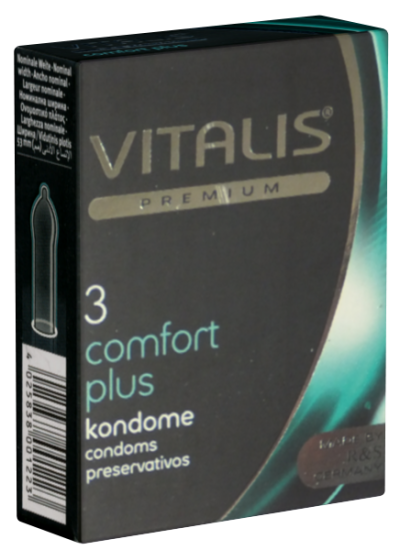 Vitalis Premium Single: Comfort Plus, 3 condoms with large head