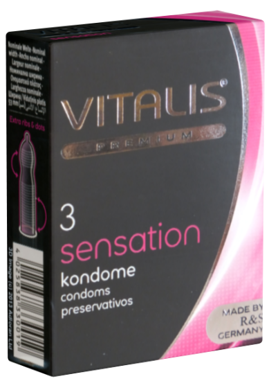 Vitalis Premium Single: Sensation, 3 stimulating condoms