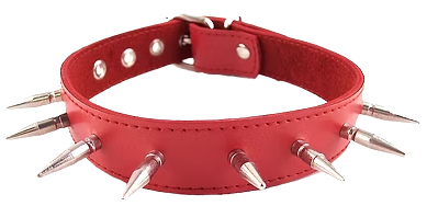 ROUGE Leather Spiked Collar with 1 inch Spikes Red