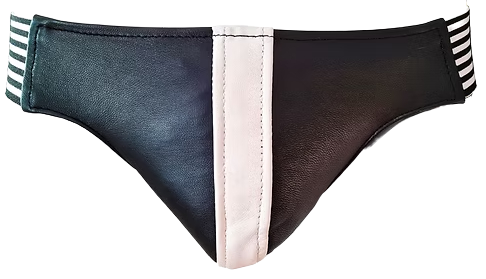 ROUGE Leather Jocks with Stripe Black/White, L