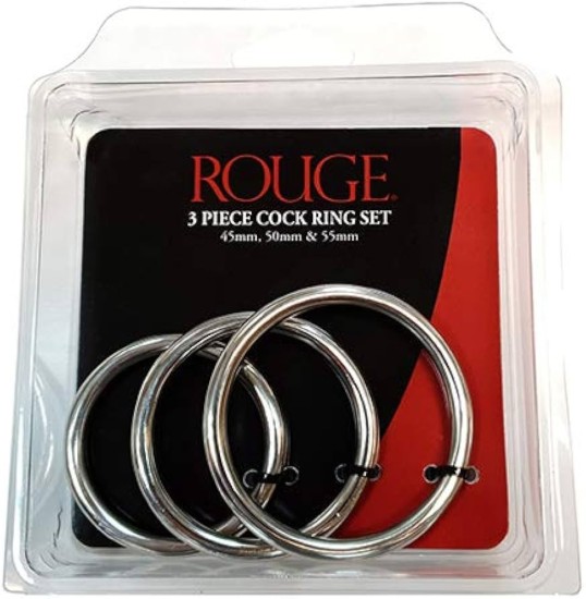 ROUGE Stainless Steel 3 Piece Cock Ring Set (45/50/55mm)