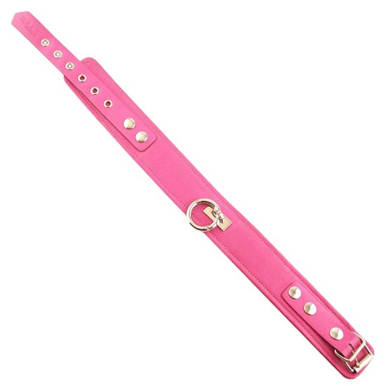 ROUGE Leather Plain Collar with Removeable O-Ring Pink