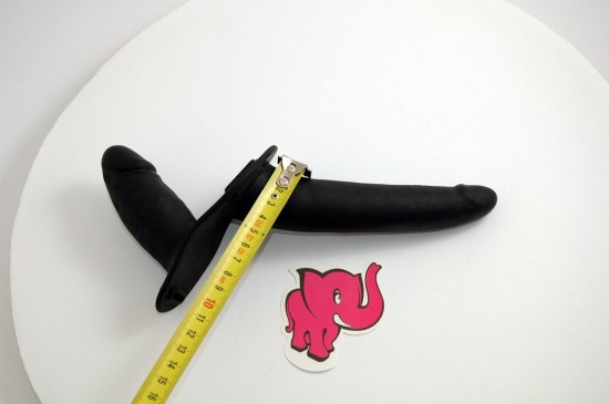 Připínací penis Double Black - rozměry