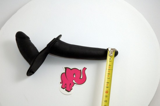 Připínací penis Double Black - rozměry