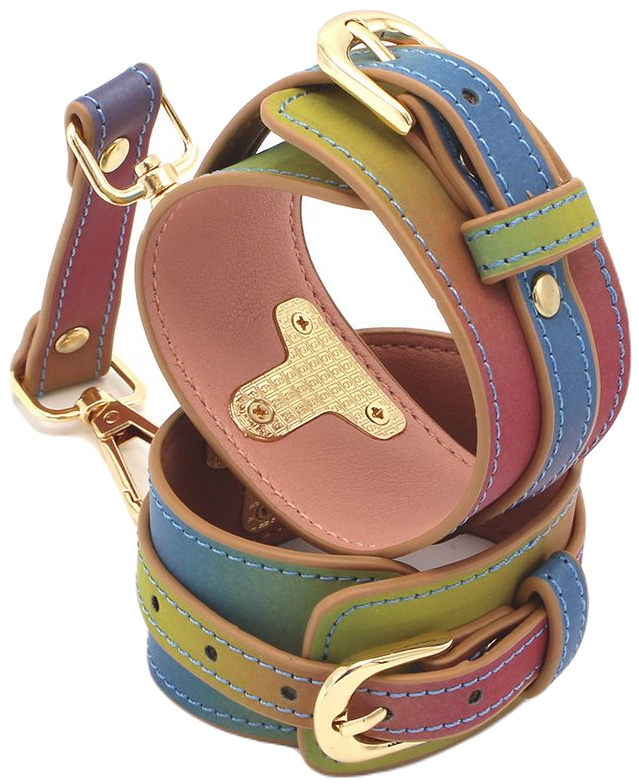 Duhová koženková pouta na nohy Rainbow Fantasy