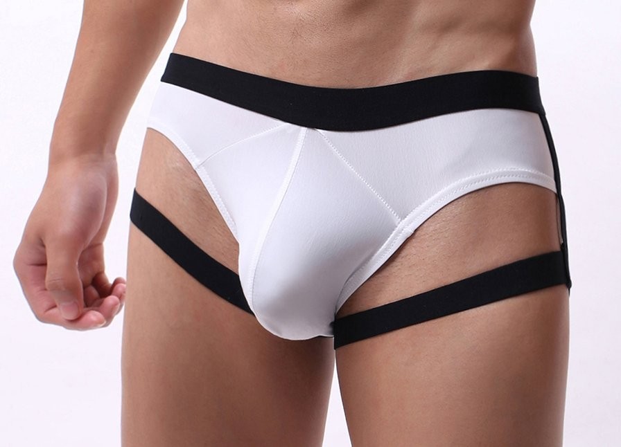 Bílé slipy s pásky Oliveres