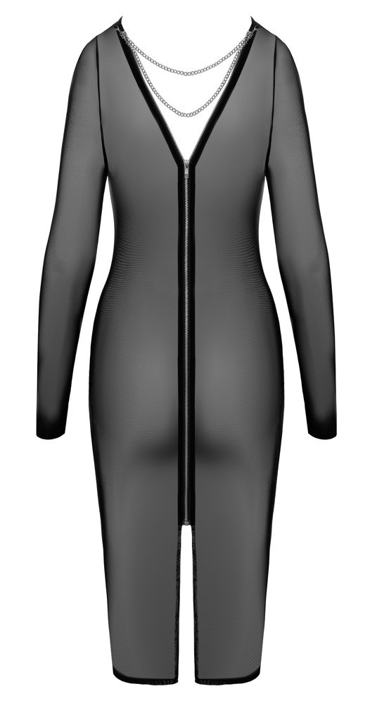 Průhledné šaty po kolena s dlouhým rukávem Cottelli PARTY