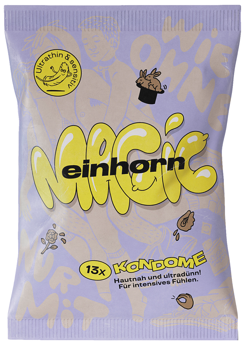Einhorn Condoms: MAGIC, thin vegan condoms in the chips bag