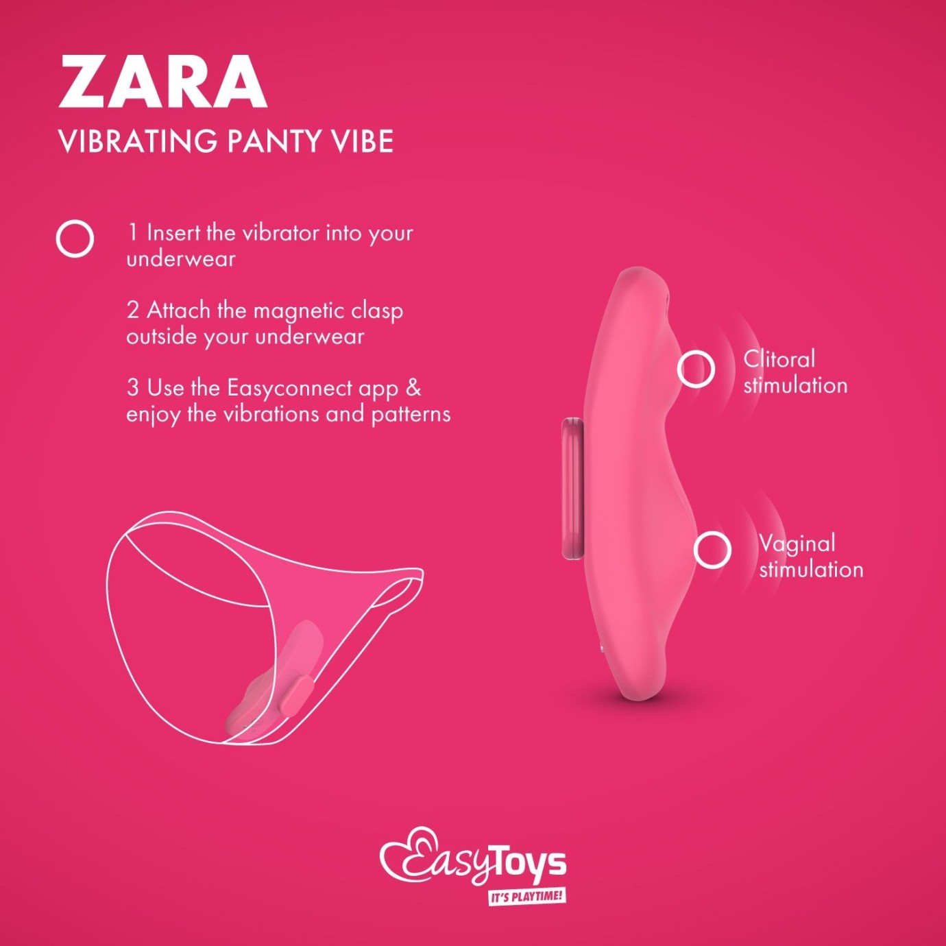 EASYCONNECT - Vibrátor do kalhotek Zara na dálkové ovládání přes aplikaci