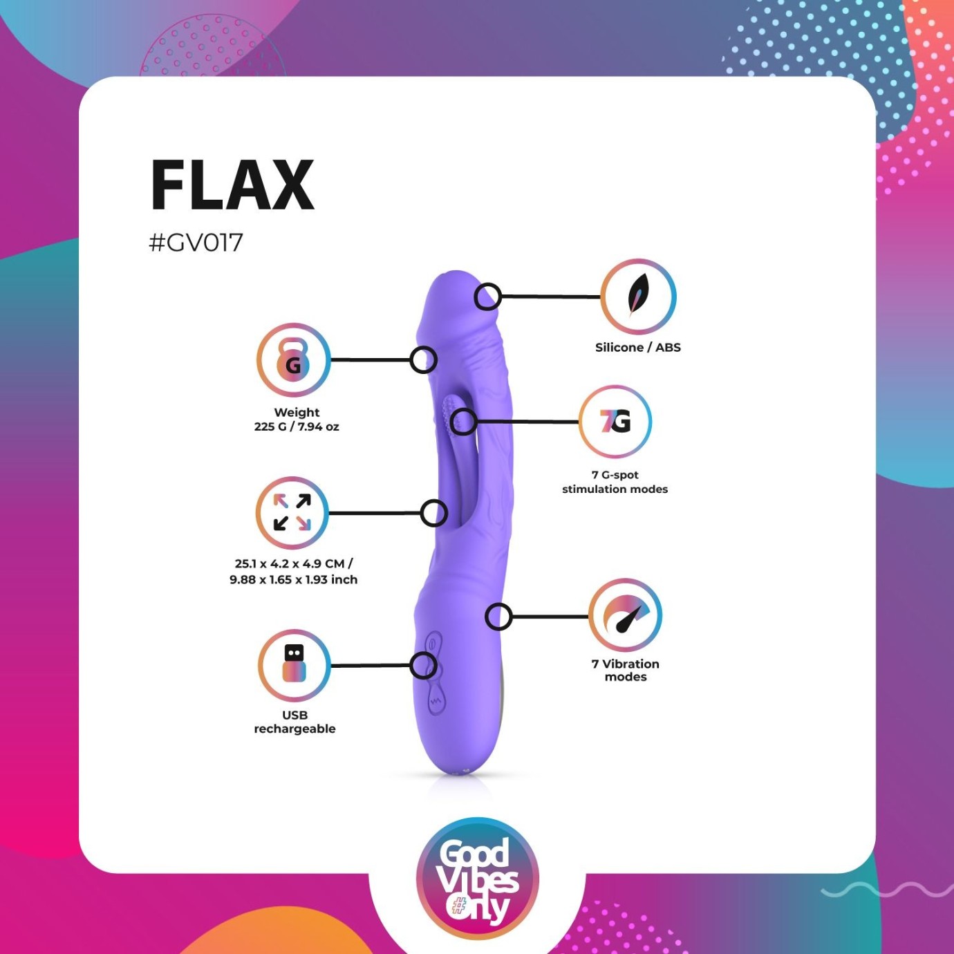 GOOD VIBES ONLY - Flax Vibrační dildo s G-bod stimulátorem