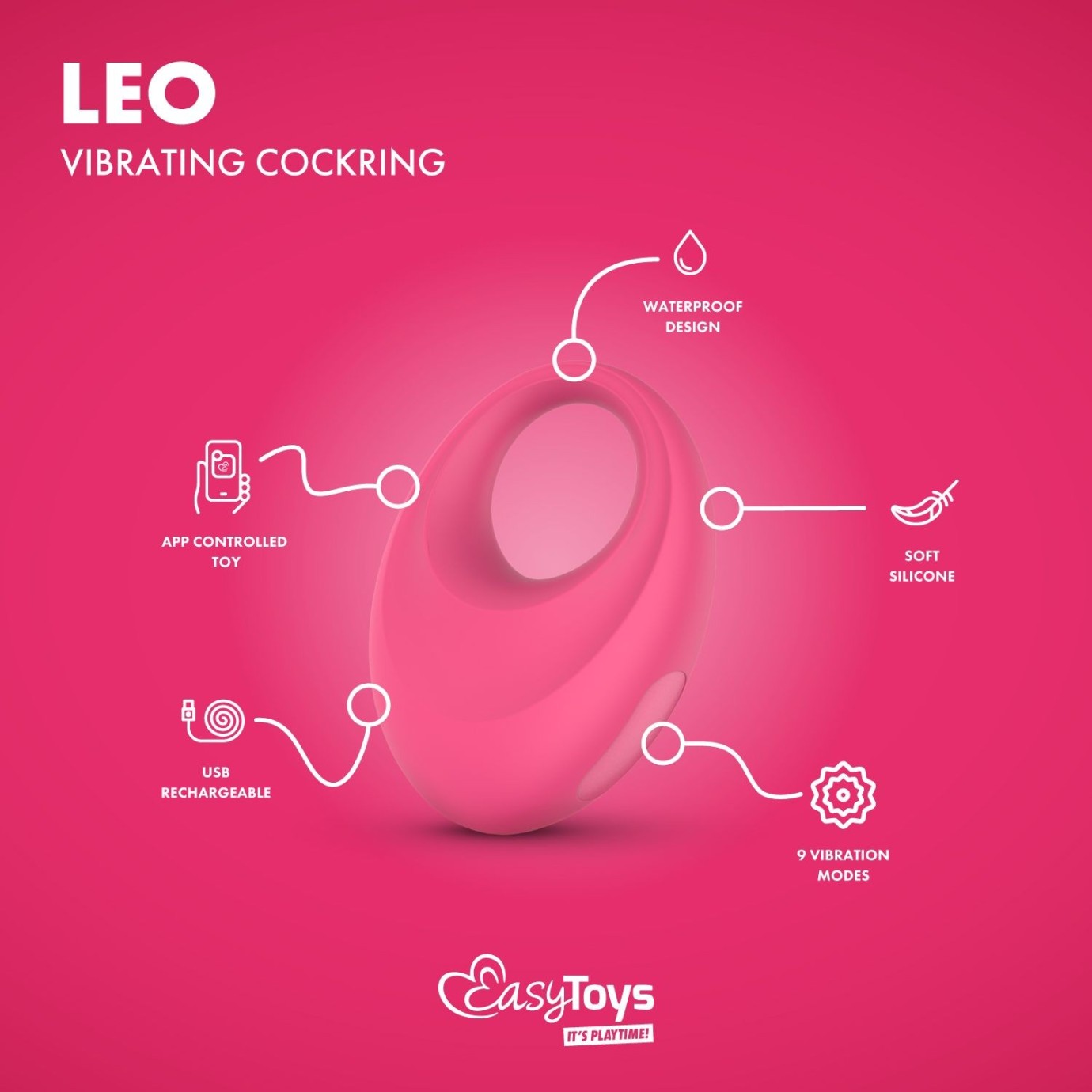 EASYCONNECT - Vibrační kroužek na penis Leo ovládaný aplikací