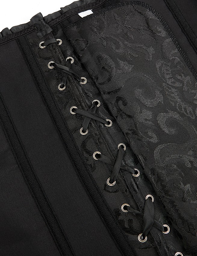 12 Pieces Soft Steel Bones Black Sexy Jacquard Palace Style Corset