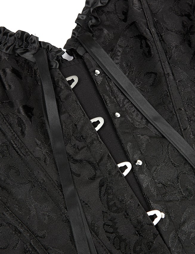 12 Pieces Soft Steel Bones Black Sexy Jacquard Palace Style Corset