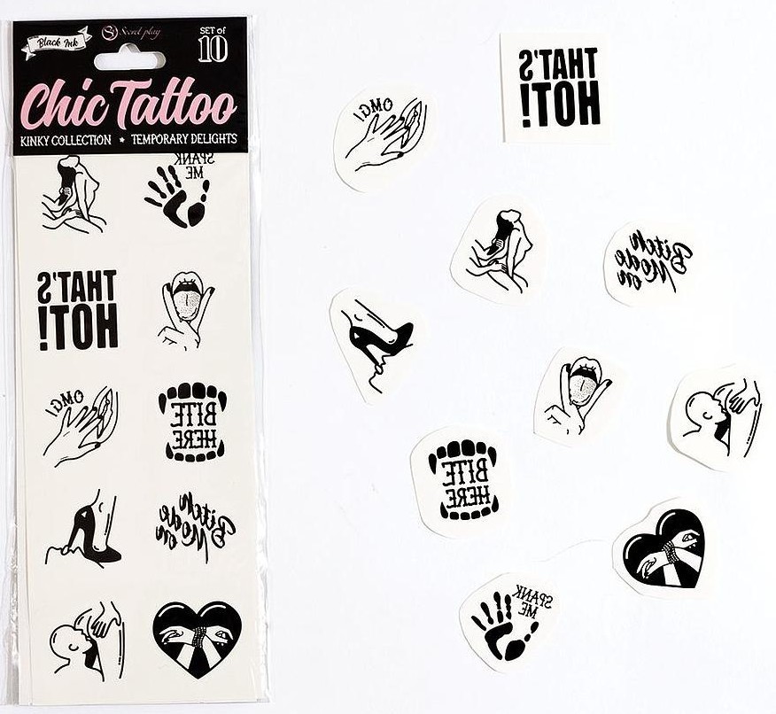 Chic Tattoo SET of 10 TEMPORARY TATTOOS - KINKY COLLECTION