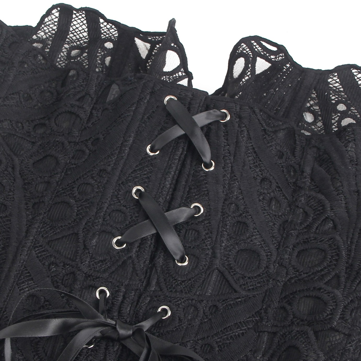 14 Bones Black Hollow Lace-up Court-style Corset