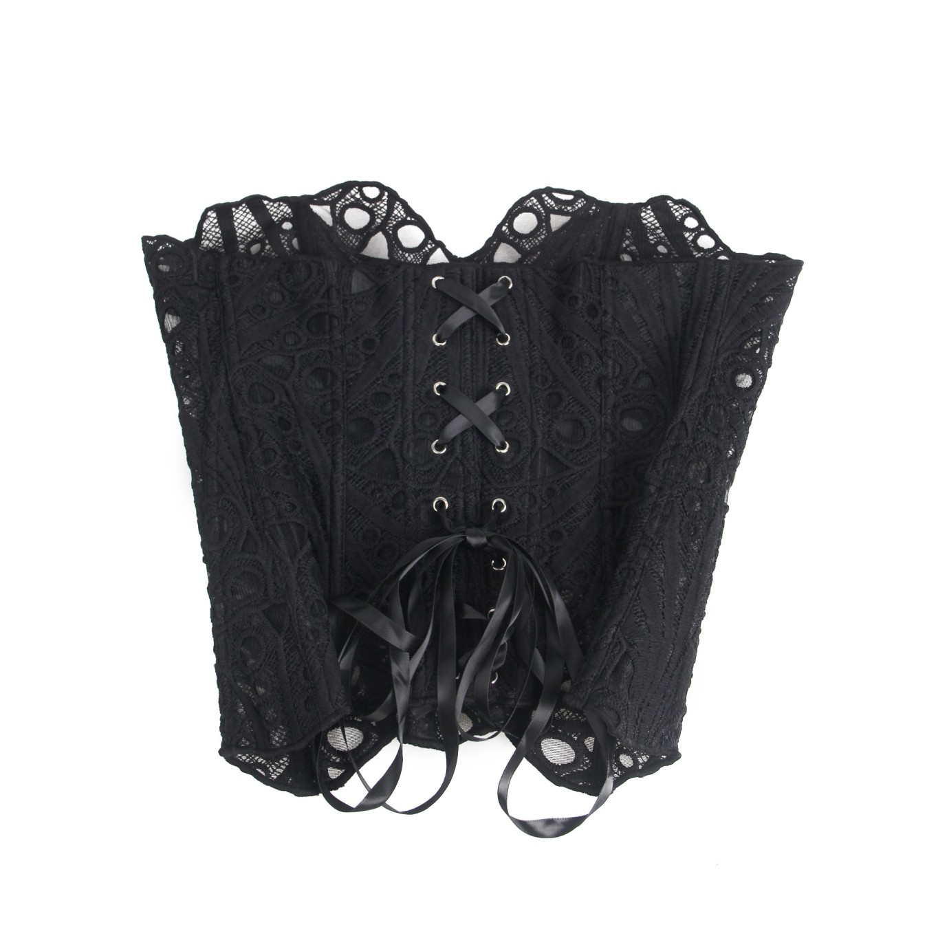 14 Bones Black Hollow Lace-up Court-style Corset