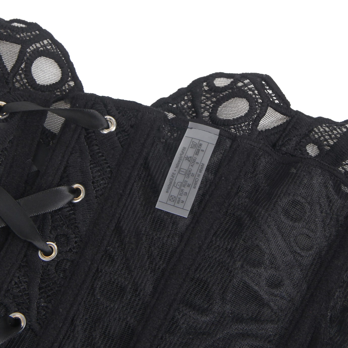 14 Bones Black Hollow Lace-up Court-style Corset