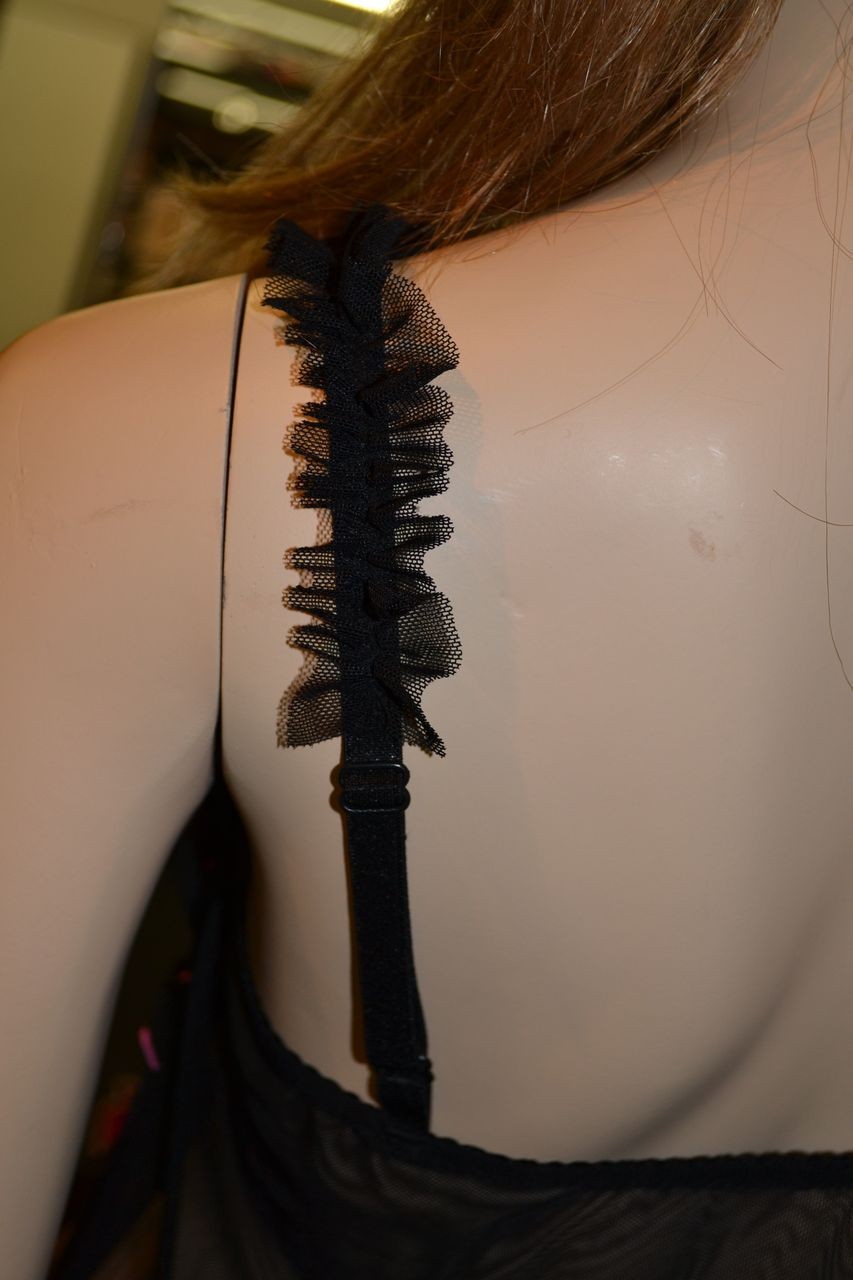 Košilka Klára černá s růžovou mašlí + tanga