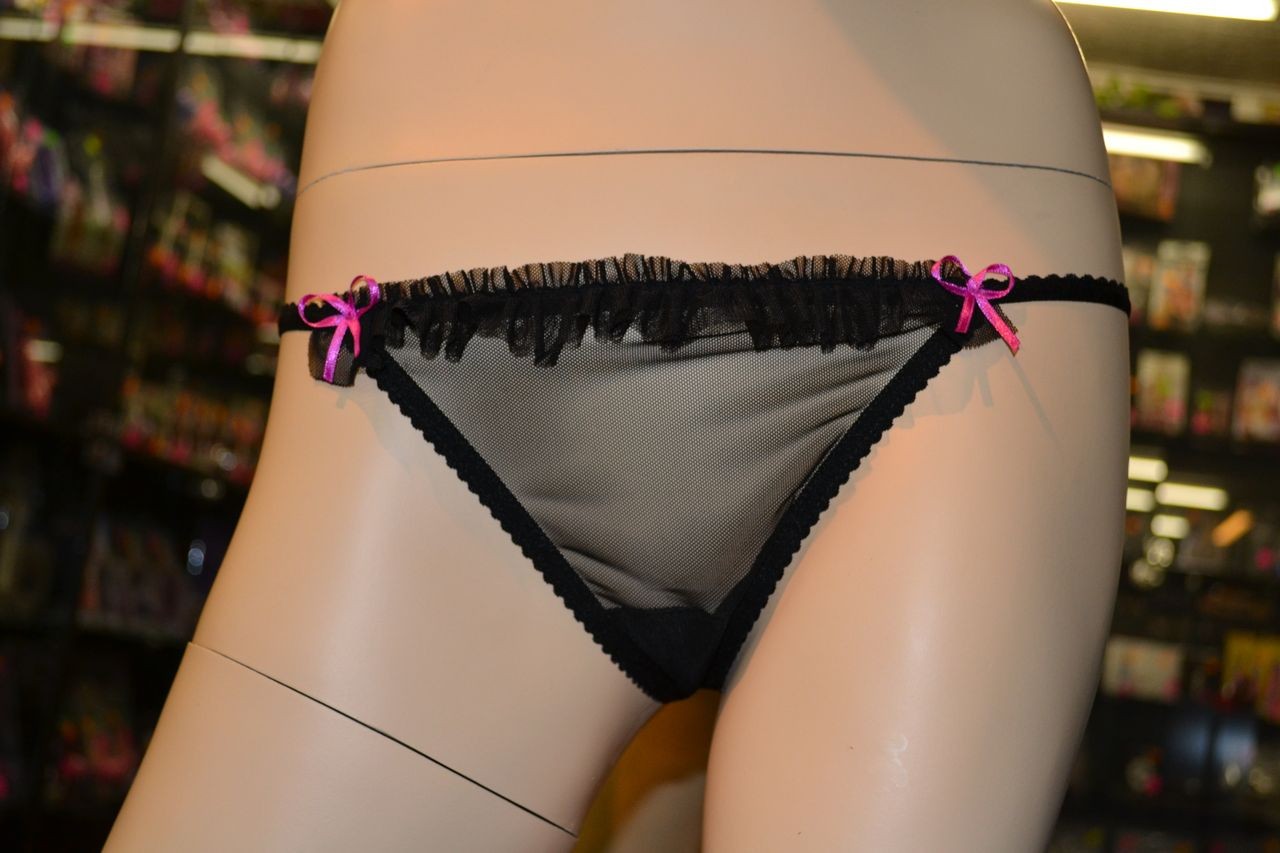 Košilka Klára černá s růžovou mašlí + tanga