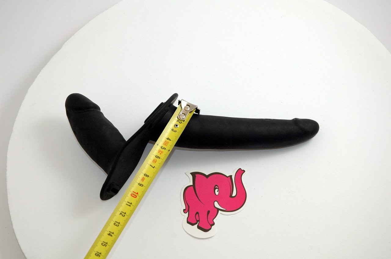 Připínací penis Double Black - rozměry