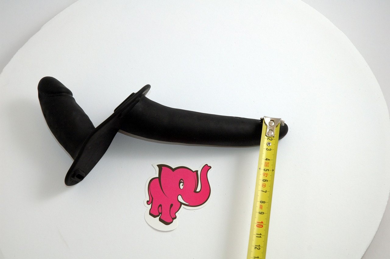 Připínací penis Double Black - rozměry