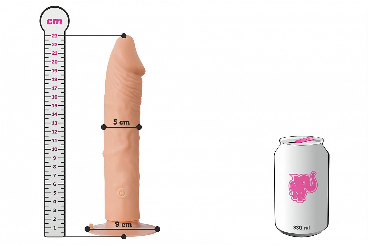 Silikonový vibrátor s přísavkou Long Touch, rozměry