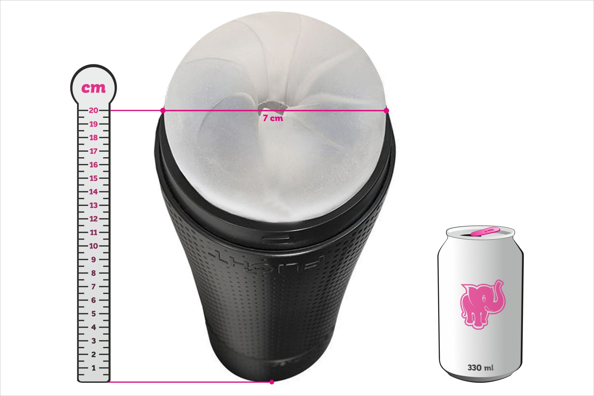Fleshlight Flight Pilot – rozměry v porovnání s plechovkou