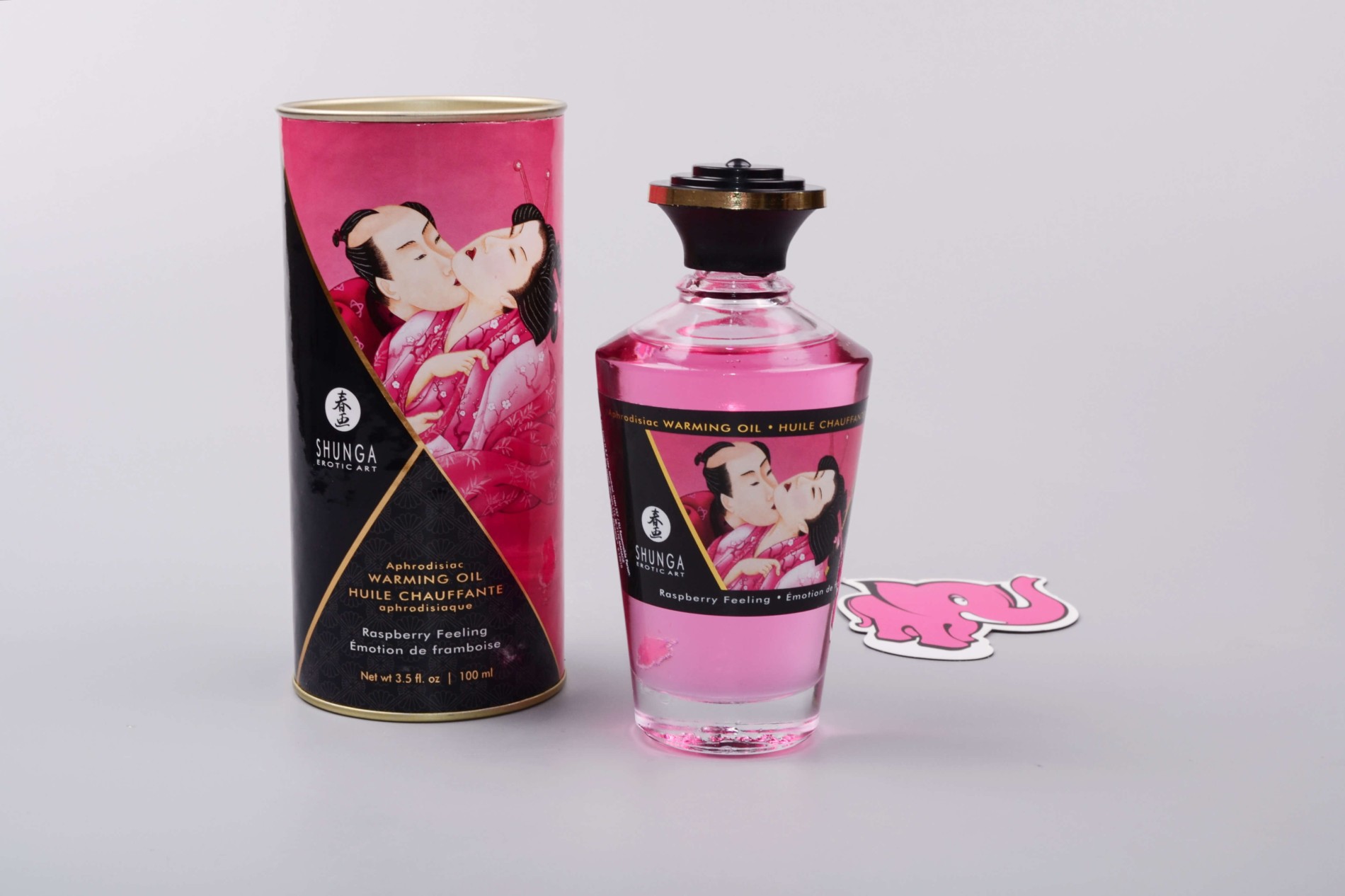 Shunga afrodiziakální hřejivý slíbatelný olej – Sweet Raspberry (100 ml)