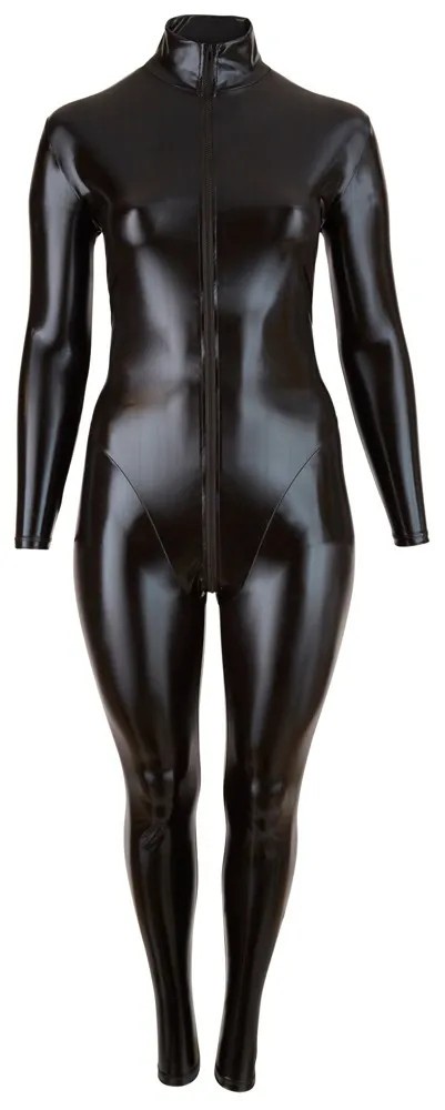 Plus size černý overal Fetish Wetlook