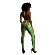 Bodystocking s vázacím límcem - Jedna velikost - Neonově Zelená