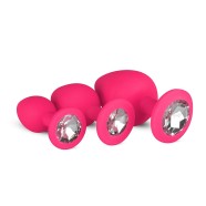 EASYTOYS ANAL COLLECTION Silikonový anální kolík s diamantem - Růžový