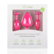 EASYTOYS ANAL COLLECTION Silikonový anální kolík s diamantem - Růžový