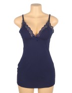 Blue Sexy Modal Lace Bow Suspender Nightdress