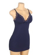Blue Sexy Modal Lace Bow Suspender Nightdress