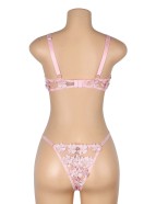 Pink Sexy Floral Mesh Embroidery Lace Bra Set
