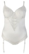 Plus size perleťově bílé body Suspenders, 85D/L