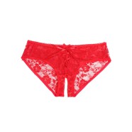 Red Open Crotch Strappy Lace Thongs